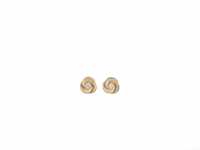 18K Apricot Gold Diamond Earrings