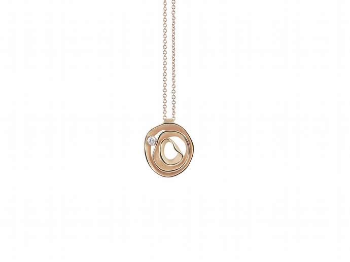 18K Apricot Gold Diamond Pendant Necklace