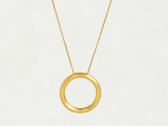 Yellow Gold Circle Pendant Necklace