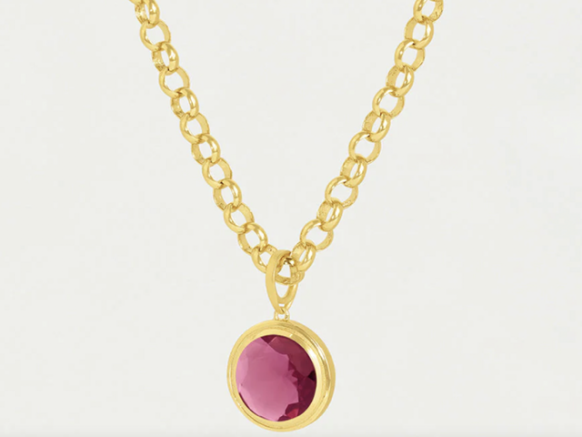 Yellow Gold Vivid Pink Pendant Necklace