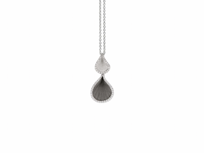 18K White & Black Gold Pave Diamond Pendant Necklace