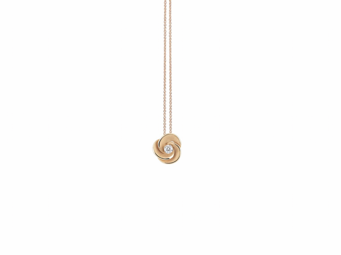 18K Apricot Gold Diamond Pendant Necklace