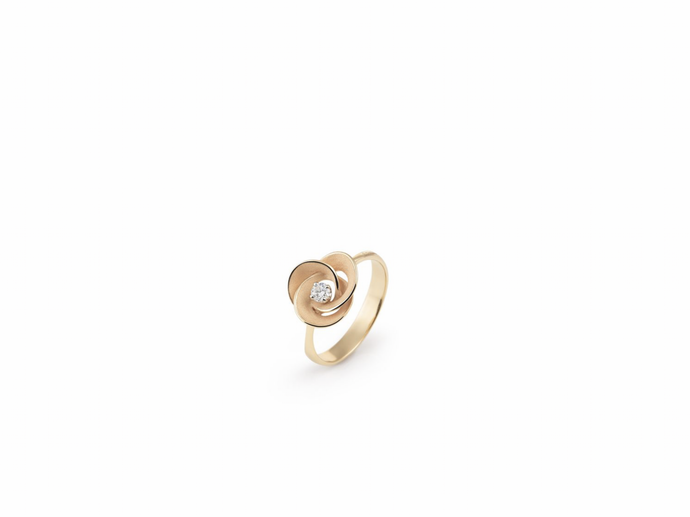 18K Apricot Gold Diamond Ring