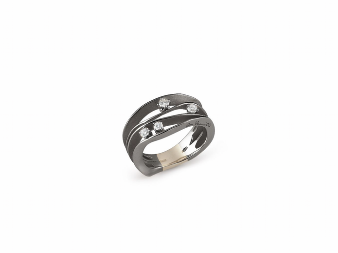 18K White Gold & Black Rhodium Diamond Ring