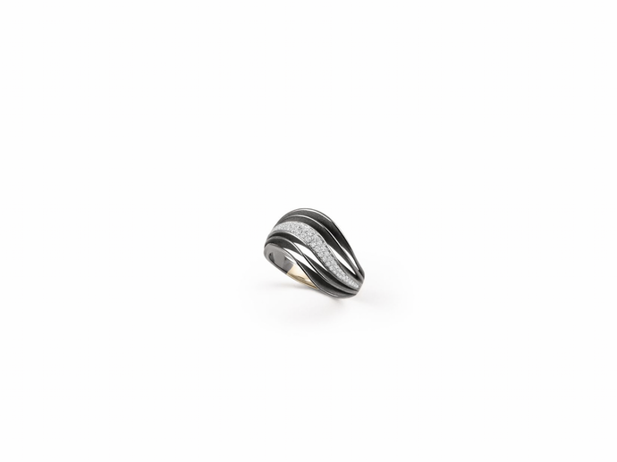 18K White Gold & Black Rhodium Diamond Ring