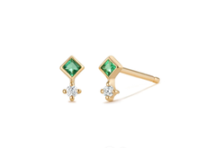 Load image into Gallery viewer, 14K Yellow Gold Emerald Earrings
