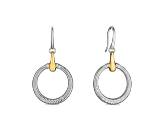 Sterling Silver and Gold Dangle Hoop Earrings