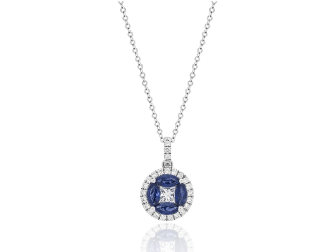 14k White Gold Sapphire Pendant Necklace